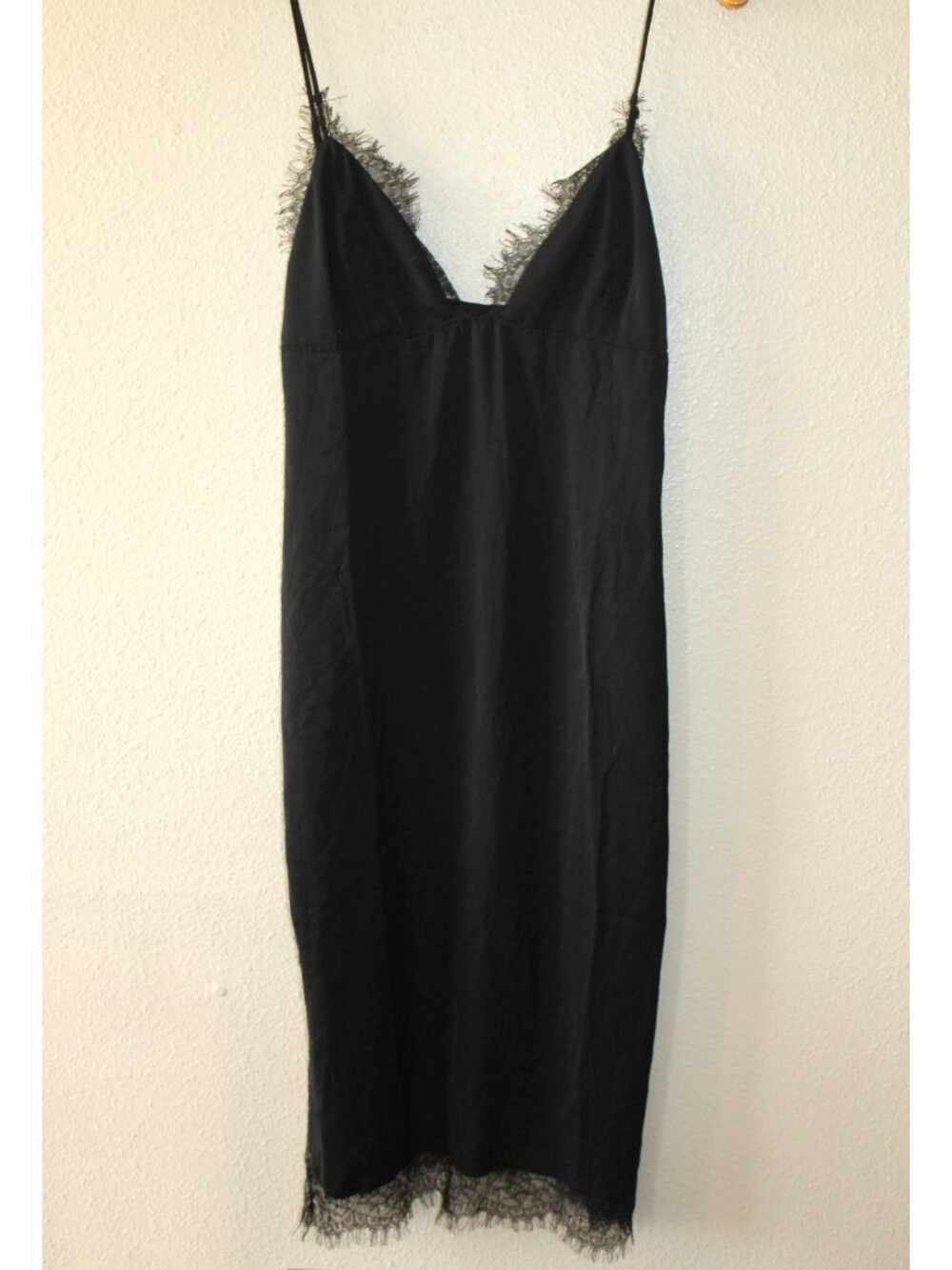Capulet Urban Outfitters Womens Black Eyelash Lace Slip Dress L NWT